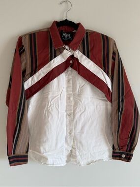 Vintage Roper Red White Striped Button-Down Shirt
